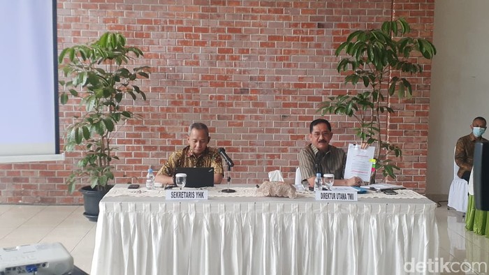 Foto: Sekretaris Yayasan Harapan Kita (kiri) dan Dirut TMII (kanan) (Foto: Afzal/detikcom)