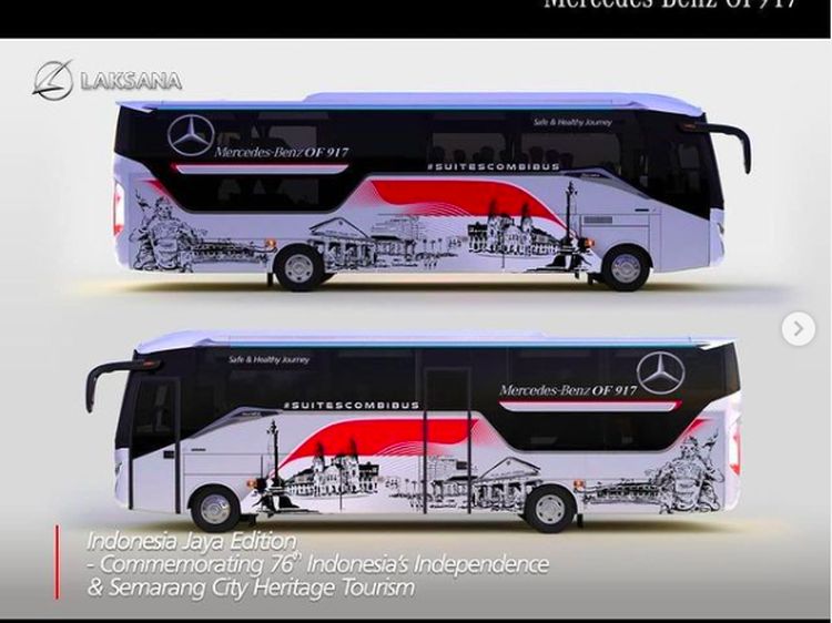 Begini Desain dan Livery Bus Laksana Edisi Merdeka Karya Seniman Lokal