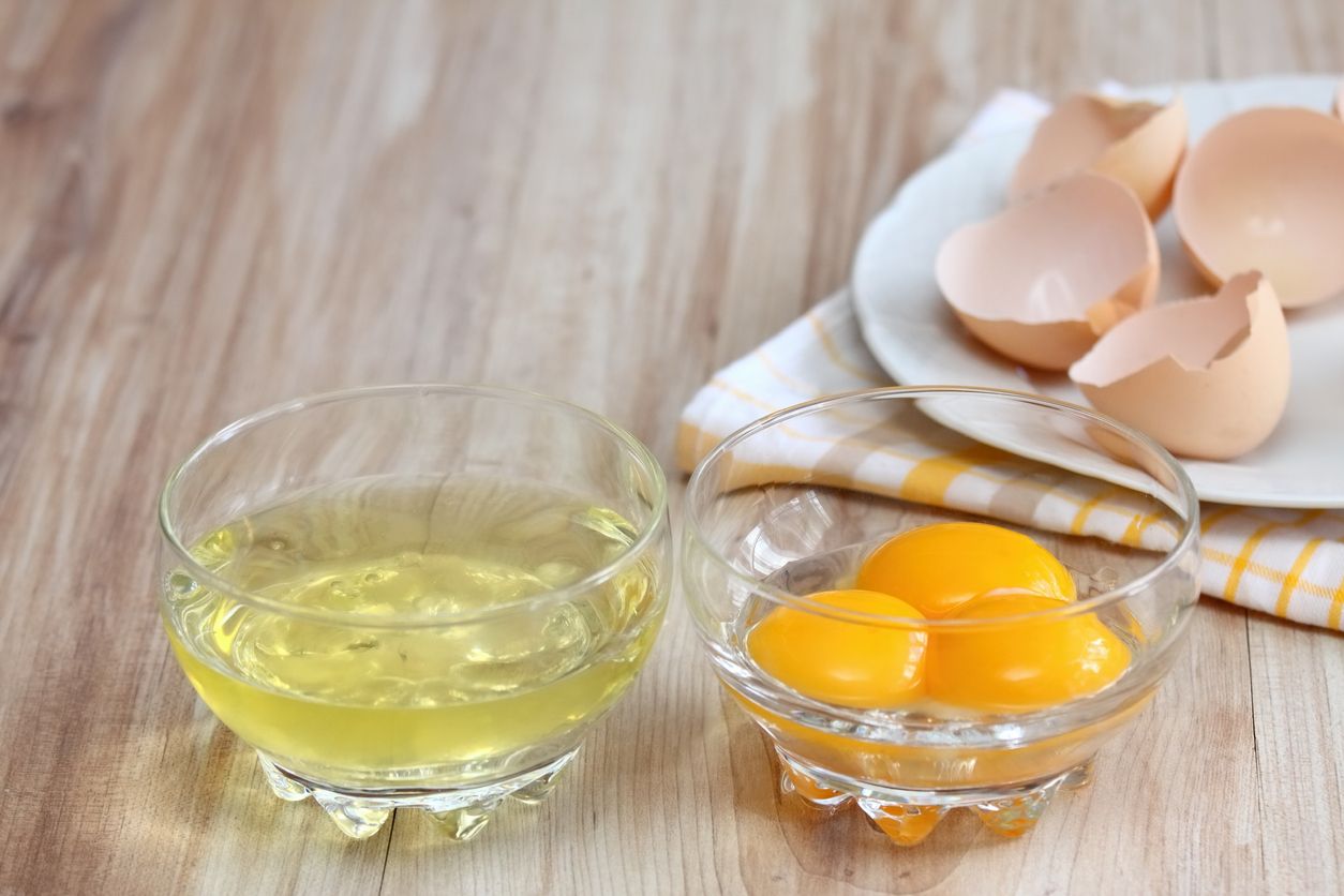 Broken egg shells  are at background
