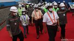 Potret Luhut dan Budi Karya Tinjau Depo Kereta Cepat Tegalluar