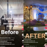 Reaksi tetangga senang banget liat proses dekornya. Karena ini acara di halaman rumah bukan di jalan ya. Yang empunya punya pondok pesantren. Jadi parkir dan segala macem mudah, pungkasnya. Foto: Dok. Tangkap layar akun TikTok Raindropsdeco.