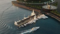 Hotel tersebut memiliki luas 35.000 meter persegi. Posisinya dapat dijangkau melalui dermaga yang terhubung ke daratan atau menggunakan helikopter untuk jalur udara atau perahu untuk jalur laut. Foto: Hayri Atak Architectural Design Studio/CNN