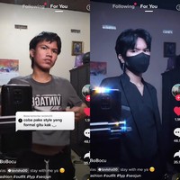 Ialah Yogi Hadi Wibowo lewat akun TikToknya @bobocu.id yang viral karena disebut Han Seo Jun KW. Dia awalnya menjawab tantangan dari salah satu pengikutnya untuk bergaya formal. Sebelumnya ia kerap mengunggah video OOTD Korean style. Foto: Dok. Tangkap Layar akun TikTok @bobocu.id.