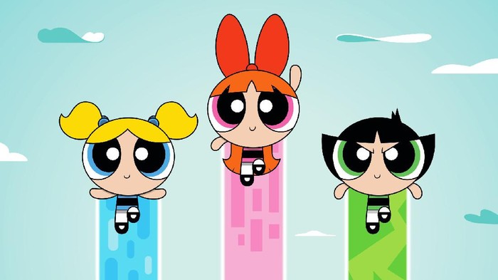 Powerpuff Powerpuff β Image Number: PPF_FirstLook.jpg -- Pictured (L-R): Dove Cameron as Bubbles, Chloe Bennet as Blossom and Yana Perrault as Buttercup -- Photo: James Acomb/The CW -- Β© 2021 The CW Network, LLC. All Rights Reserved.