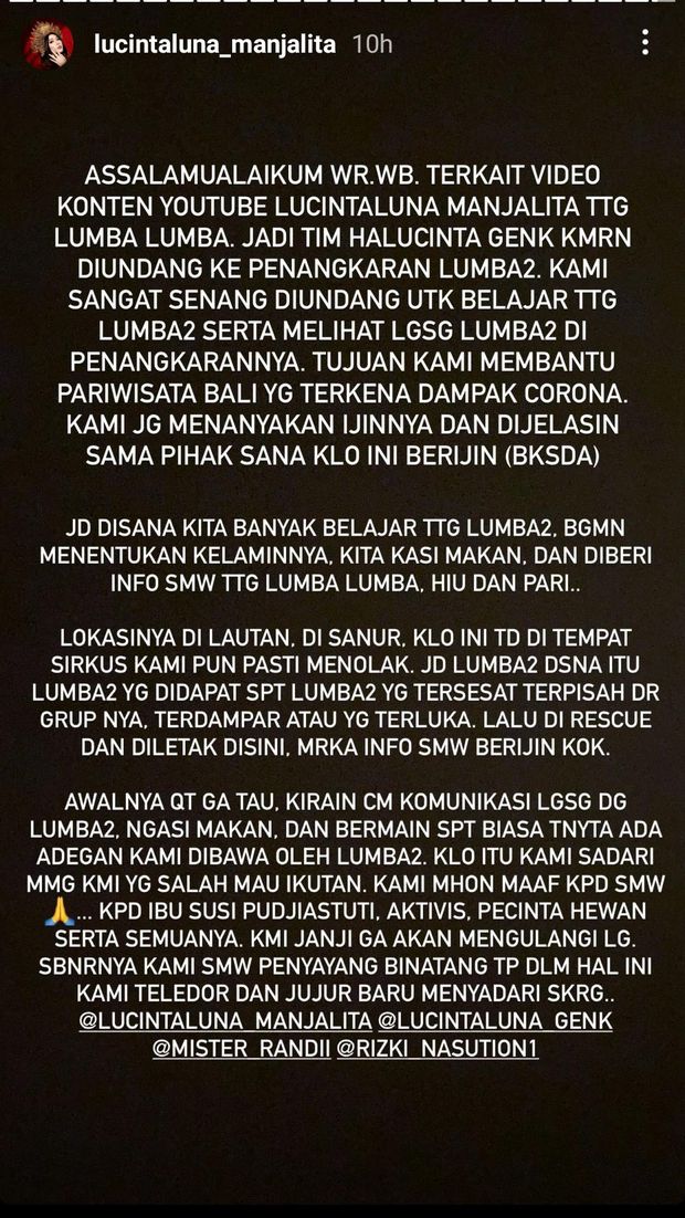Permintaan maaf Lucinta Luna karena aksinya menunggangi lumba-lumba