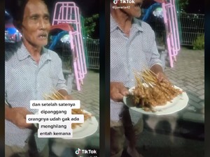 Miris! Kakek Penjual Sate Ini Ditinggal Kabur Pembeli yang Pesan 84 Tusuk