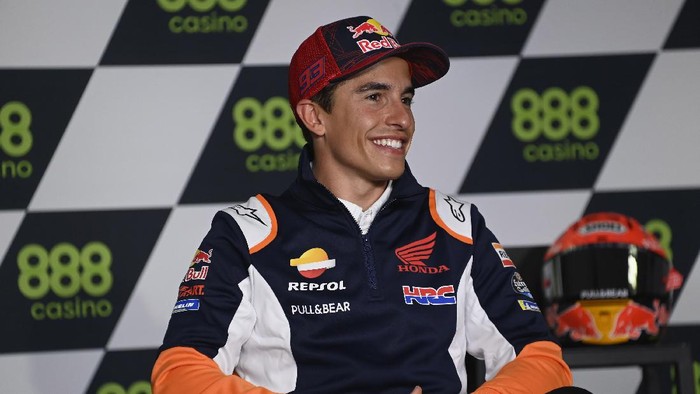 PORTIMAO, PORTUGAL - APRIL 15: Marc Marquez of Spain and Repsol Honda Honda speaks during the MM93 Exceptional Press Conference during the MotoGP of Portugal - Press Conference at Autodromo Internacional Do Algarve on April 15, 2021 in Portimao, Portugal. (Photo by Mirco Lazzari gp/Getty Images)
