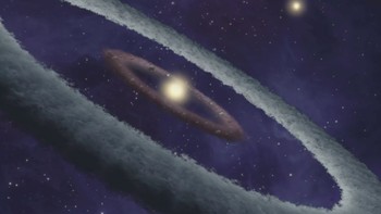 Hd 113766. Ini adalah penggambaran artistik tentang sistem bintang dua yang disebut HD 113766. NASA yakin sebuah planet berbatu mirip Bumi terbentuk sekitar 424 tahun cahaya. Bahan cincin berwarna coklat dan berbatu pada gambar, mendeskripsikan sebuah planet awal sebelum terikat bersama untuk membentuk wujud yang lebih bulat. Foto: NASA