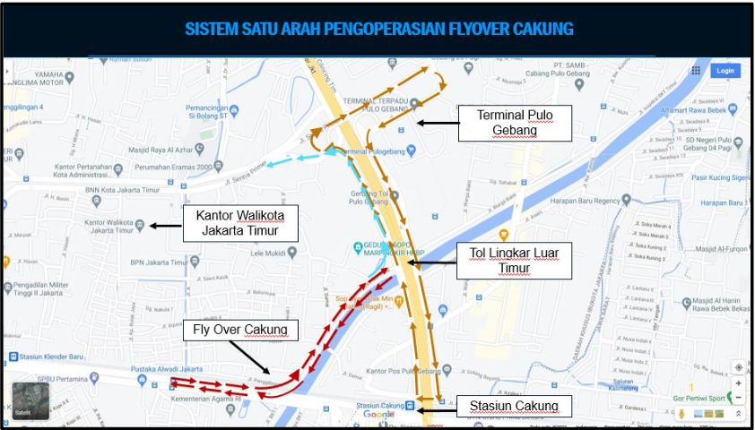 Rekayasa lalin saat uji coba I Flyover Cakung. (Dok Bina Marga DKI)