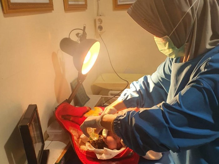 Bayi perempuan yang diduga dibuang orang tuanya di tepi sungai berhasil diselamatkan warga.