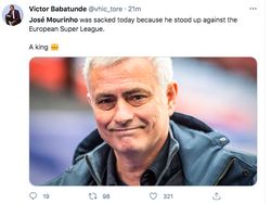 Dipecat Tottenham, Netizen Bilang Mourinho Pahlawan