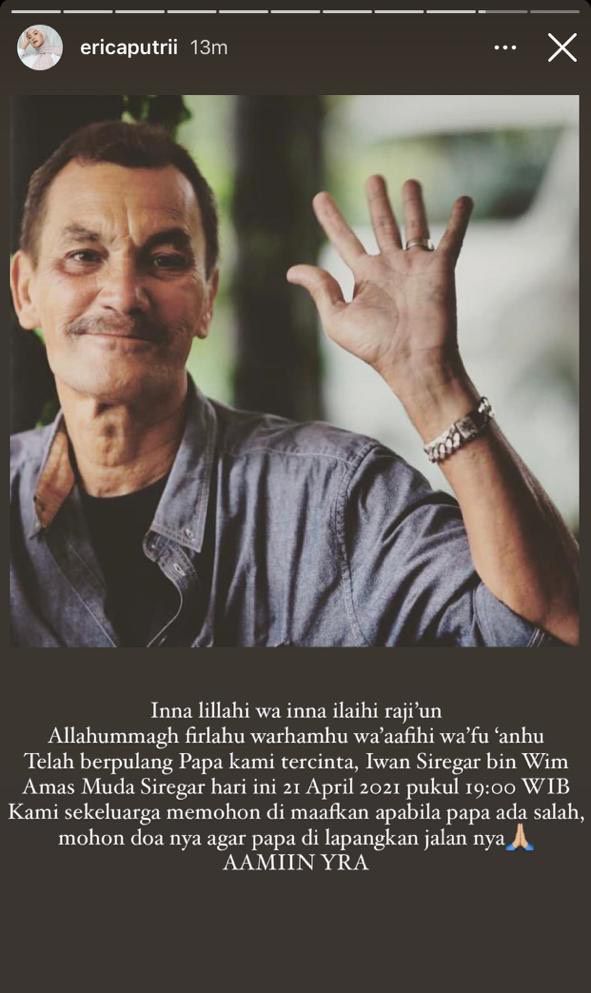 Ayah Citra Kirana, Irwan Siregar, meninggal dunia.