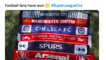 Fans sepakbola disebut menang setelah protes mereka membuat tim dari Liga Inggris batal mengikuti European Super League. Foto: Twitter