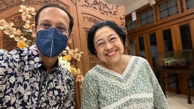 Nadiem Makarim bertemu dengan Megawati. (Dok. Instagram/nadiemmakarim)