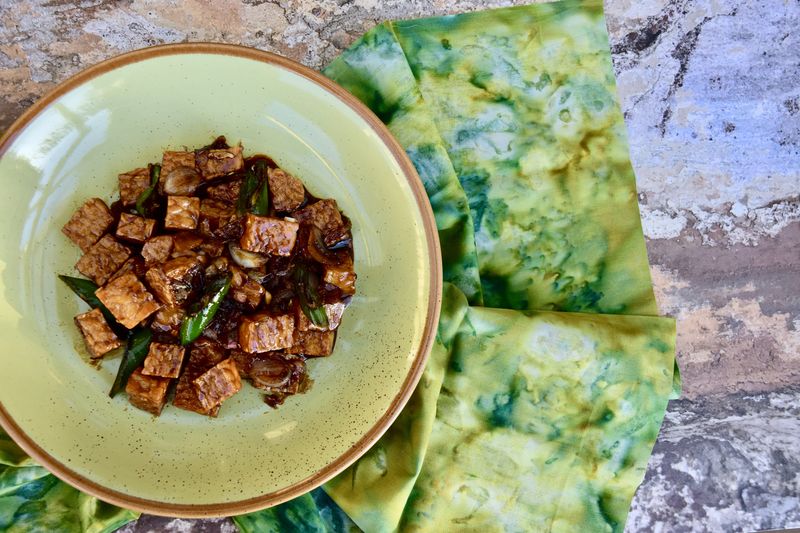 Tempe Cabe Ijo. Tempeh Sweet Soy Sauce with Green Chili or Orek Tempe (Indonesian Cuisine)