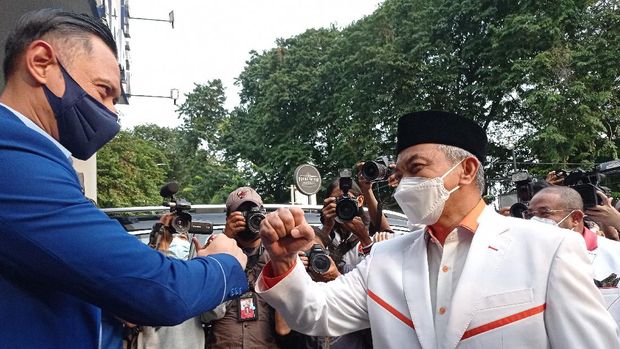 Presiden PKS Ahmad Syaikhu bertemu Ketum PD AHY (Foto: Wilda/detikcom)