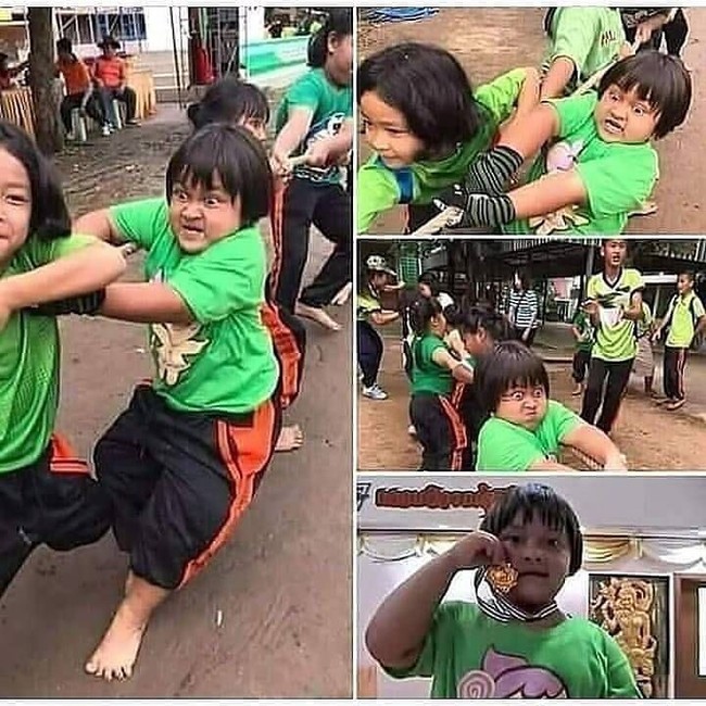 Anak yang satu ini berusaha sekuat tenaga banget biar bisa menang. Hal itu tergambar jelas dari ekspresi wajahnya. Foto: Instagram/@receh.id