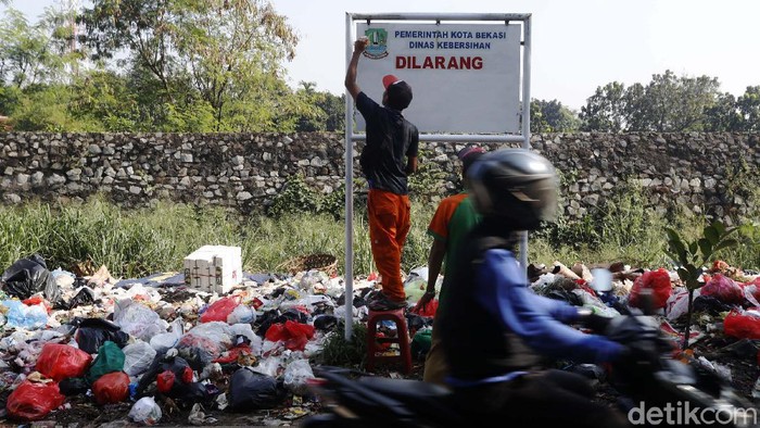 Parah! Sudah Ada Plang Larangan, Sampah Tetap Menumpuk Sampah menumpuk di pinggir Tol Jati Warna, Kota Bekasi. Padahal di lokasi itu terdapat plang larangan membuang sampah sembarangan.