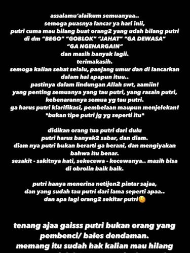 Putri  Delina curhat di IG