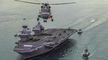 HMS Queen Elizabeth dibuat dengan ongkos 3 miliar poundsterling. Ia akan ke Asia dalam perjalanan selama 28 minggu dan mengunjungi 40 negara termasuk India, Singapura, Jepang dan Korea Selatan. Foto: Royal Navy