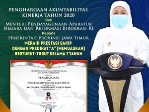 7 Tahun Berturut-turut, Pemprov Jatim Raih SAKIP Predikat A