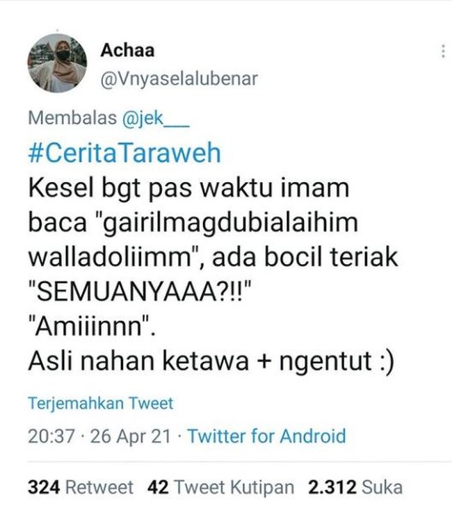 Tingkah bocil emang nggak bisa diprediksi ya. Ada-ada aja emang bikin gemas. Foto: Twitter/@Vnyaselalubenar