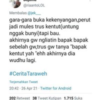 Kasihan bapaknya jadi korban. Mungkin itu bapaknya langsung pergi antara karena mau wudhu lagi atau karena kebauan. Foto: Twitter/@riaantoLOL