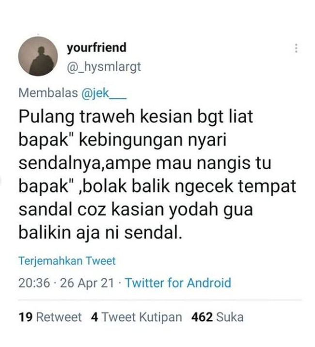 Cerita yang satu ini plot twist abis. Udah sok-sok kasihan eh nggak tahunya... Foto: Twitter/@_hysmlargt