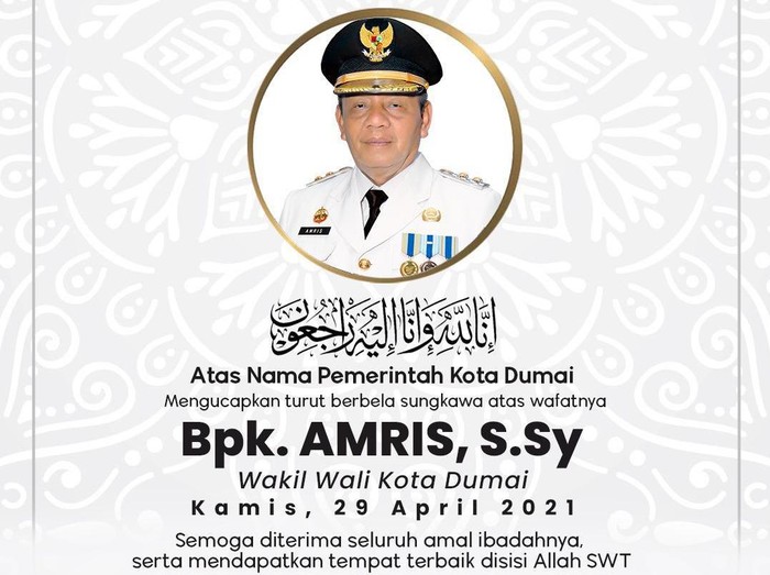 Pengumuman Pemkot Dumai atas meninggal dunianya Wakil Wali Kota Dumai, Amris