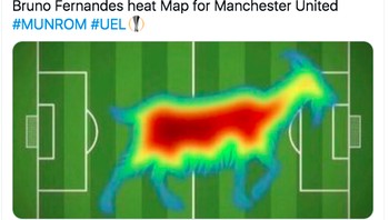 Salah satu bintang MU semalam adalah Bruno Fernandes yang sangat trengginas. Foto: Twitter