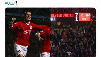 Skornya mengingatkan dahulu ketika MU pernah pula membantai AS Roma 7-1 saat Cristiano Ronaldo masih ada di sana. Foto: Twitter