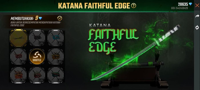 Katana Faithful Edge Free Fire Hadir di Event BullsEye Terbaru!