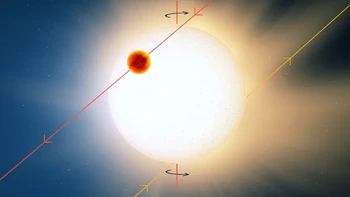 TOI-1431b. Juga dikenal sebagai MASCARA-5b, planet ini berjarak 490 tahun cahaya dari Bumi dan termasuk salah satu planet paling panas yang pernah ditemukan. Suhunya di siang hari mencapai 2.700 derajat Celsius, dan di malam hari 2.300 derajat Celsius. Saking panasnya, logam bisa menguap di planet ini. Foto: University of Southern Queensland