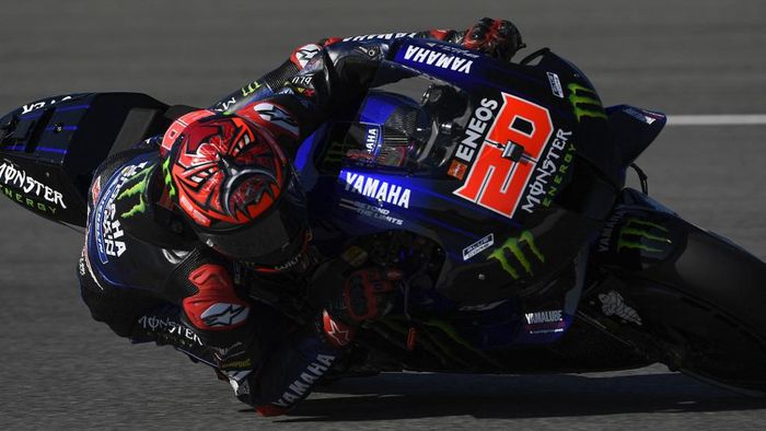 Quartararo Monster Energy Yamaha MotoGPs French rider Fabio Quartararo takes a curve rides during the MotoGP third practice session of the Spanish Grand Prix at the Jerez Circuit in Jerez de la Frontera on May 1, 2021. (Photo by PIERRE-PHILIPPE MARCOU / AFP)