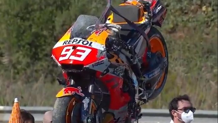 Motor Marc Marquez usai crash di MotoGP Spanyol 2021