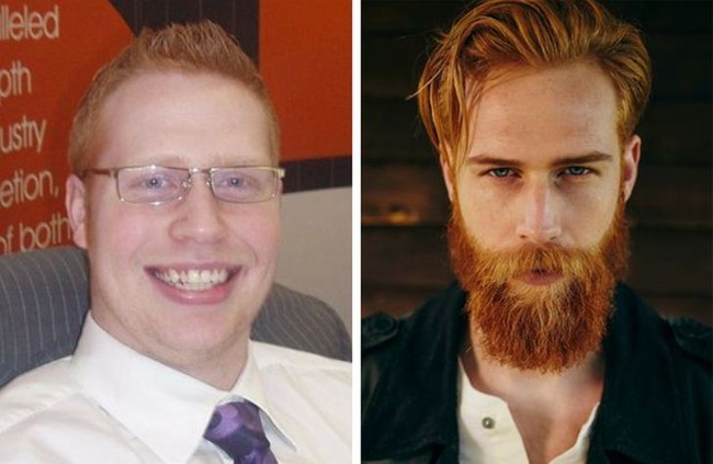 Pengguna Instagram dengan akun @gwilymcpugh ini berubah dari pria kantoran berkacamata jadi bak seorang model dengan diet dan menumbuhkan kumis serta jenggot. Gaya rambutnya pun berubah. Seperti orang berbeda, ya? Foto: Instagram, Reddit