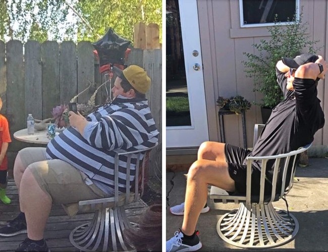 Duduk di kursi yang sama. Orang yang sama. Tiga tahun kemudian. Foto: Instagram, Reddit