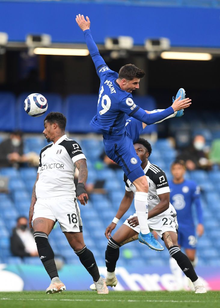 LONDON, ENGLAND - MAY 01: Mason Mount of Chelsea reacts during the Premier League match between Chelsea and Fulham at Stamford Bridge on May 01, 2021 in London, England. Sporting stadiums around the UK remain under strict restrictions due to the Coronavirus Pandemic as Government social distancing laws prohibit fans inside venues resulting in games being played behind closed doors. (Photo by Justin Setterfield/Getty Images)