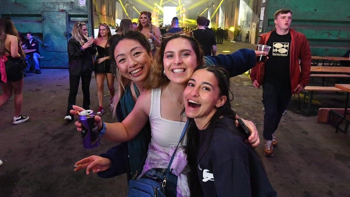 LIVERPOOL, ENGLAND - APRIL 30: Confetti is fired into the crowd as Nightclub Circus hosts the first dance event, which will welcome 6,000 clubbers to the city's Bramley-Moore Dock warehouse on April 30, 2021 in Liverpool, England. The event is part of the national Events Research Programme which will provide data on how events could be permitted to safely reopen. (Photo by Anthony Devlin/Getty Images)