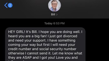 Bill Gates jadi bahan scam jenis Nigerian Prince. Curhat bercerai lalu meminta nomor kartu kredit korban (Twitter)