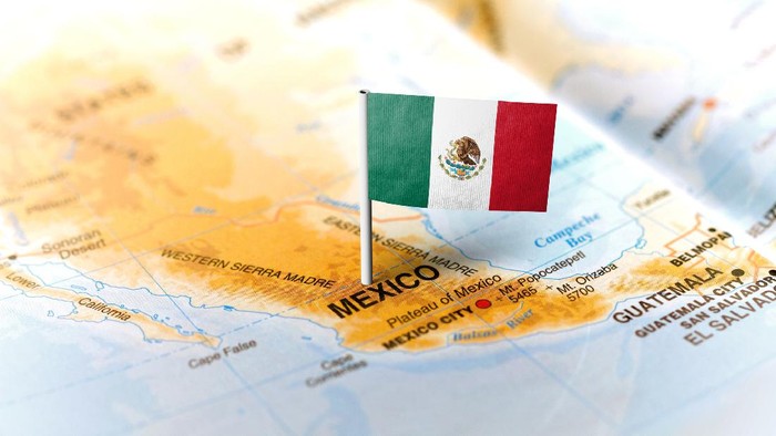 Peta dan bendera Meksiko