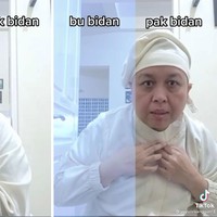 Gara-gara filter, seseorang bisa salah panggilan. Seperti pria asal Indonesia ini yang berprofesi sebagai bidan. Ini transformasi kocaknya jika menjadi ibu bidan. Foto: dok TikTok yuyunrbanggun13