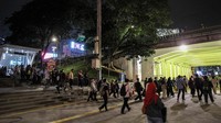 Penampakan kawasan Sudirman pada tahun 2019 setelah adanya Stasiun MRT Dukuh Atas BNI. Kini terowongan di jalan Kendal tersebut sudah disulap menjadi jalur pedestrian. ANTARA FOTO.