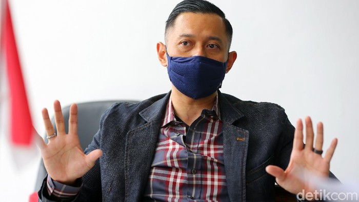 AHY saat menyambangi kantor detikcom, Rabu (5/5) di Jakarta.