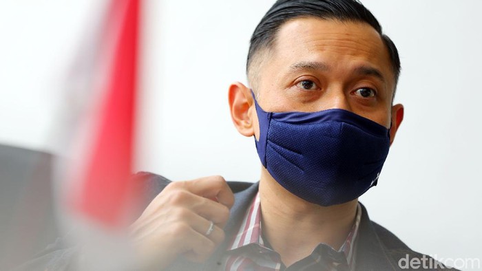 AHY saat menyambangi kantor detikcom, Rabu (5/5/2021)