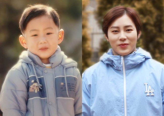 Foto yang dipamerkan eks member Wanna One ini tak kalah menggemaskan. Spesial di hari anak, Ha Sung Woon menirukan foto masa kecilnya dengan model rambut serupa. Foto: dok. Twitter HSW_officialtwt