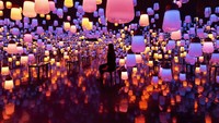 Nama hotel ini adalah Mifuneyama Rakuen. Lokasinya berada di Prefektur Saga, Pulau Kyushu, Jepang.  (Team Lab)