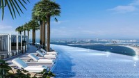 Panjang kolam membentang sejauh 93,84 meter dan lebar 16,5 meter. Ukurannya hampir dua kali kolam olimpiade. (Address Hotel+Resort)