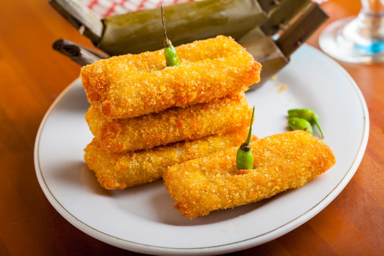 Indonesian Food Risoles on white plate