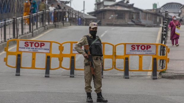 Suasana Kashmir India lockdown. (AP/Dar Yasin)